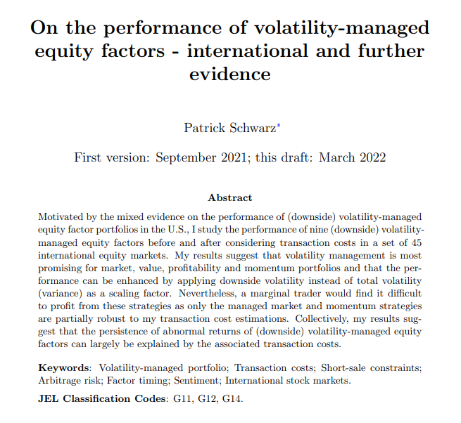 On the performance of volatility-managed equity factors - international and further evidence